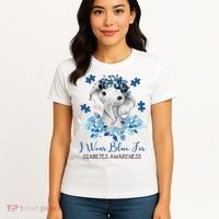 I Wear Blue For Diabetes Awareness Elephant Women's T-Shirt thumb 4