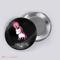I Will Cut You Stabby Unicorn Funny Button thumb 0