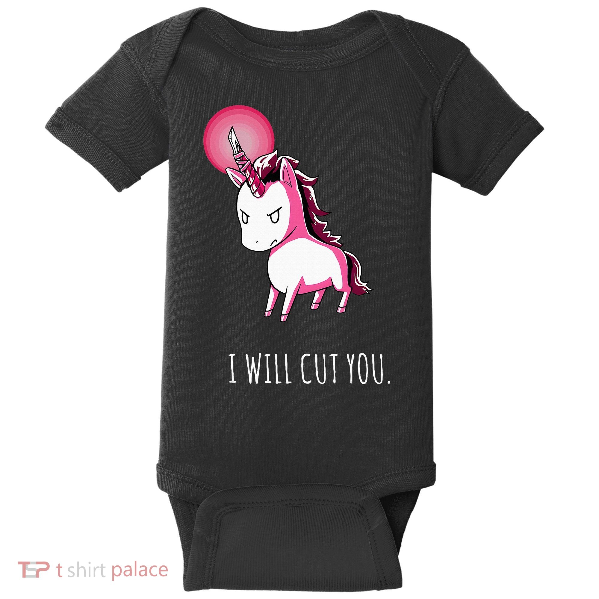 I Will Cut You Stabby Unicorn Funny Baby Bodysuit