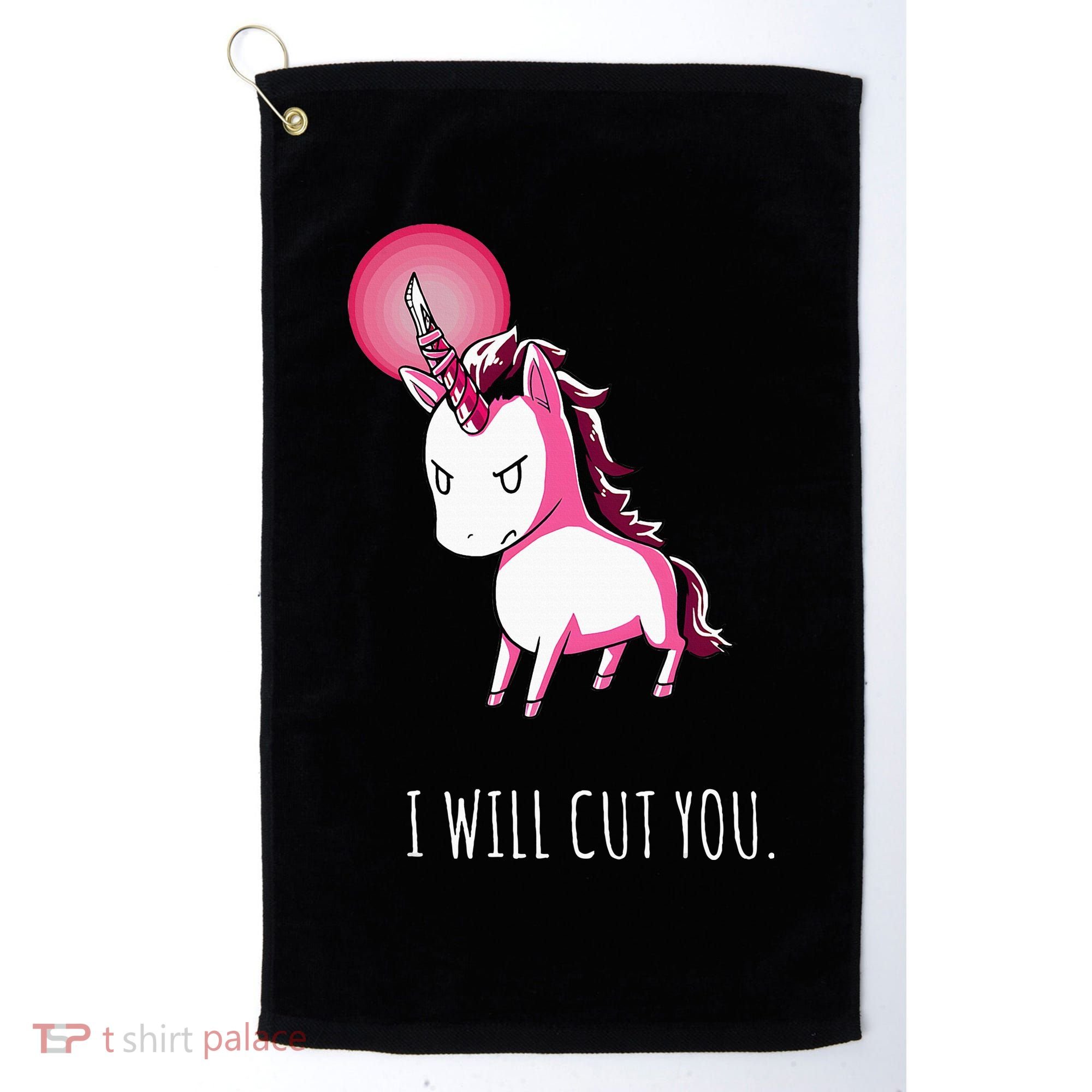 I Will Cut You Stabby Unicorn Funny Golf Towel