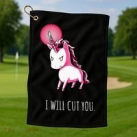 I Will Cut You Stabby Unicorn Funny Golf Towel thumb 1