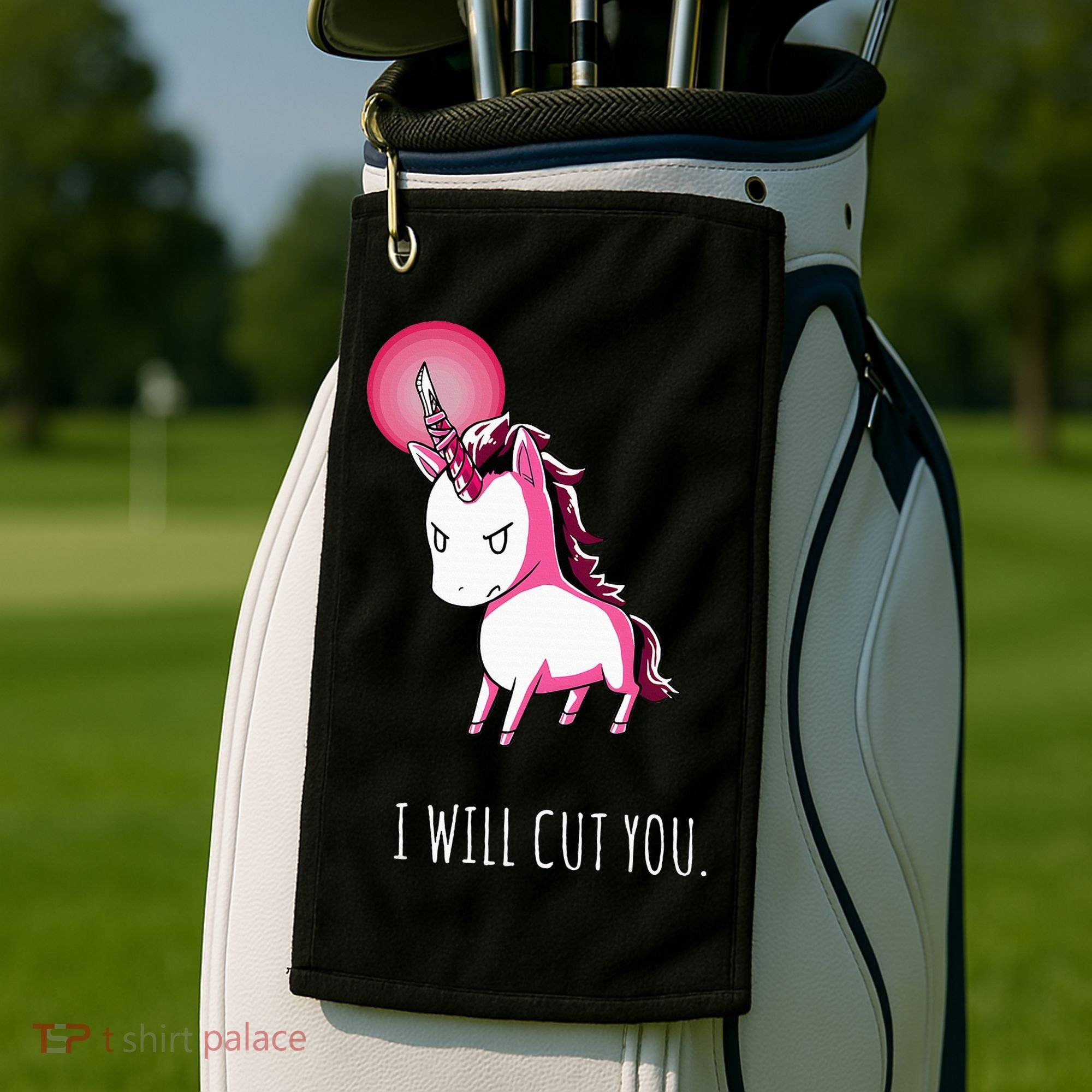 I Will Cut You Stabby Unicorn Funny Golf Towel