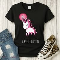 I Will Cut You Stabby Unicorn Funny Women's T-Shirt thumb 3