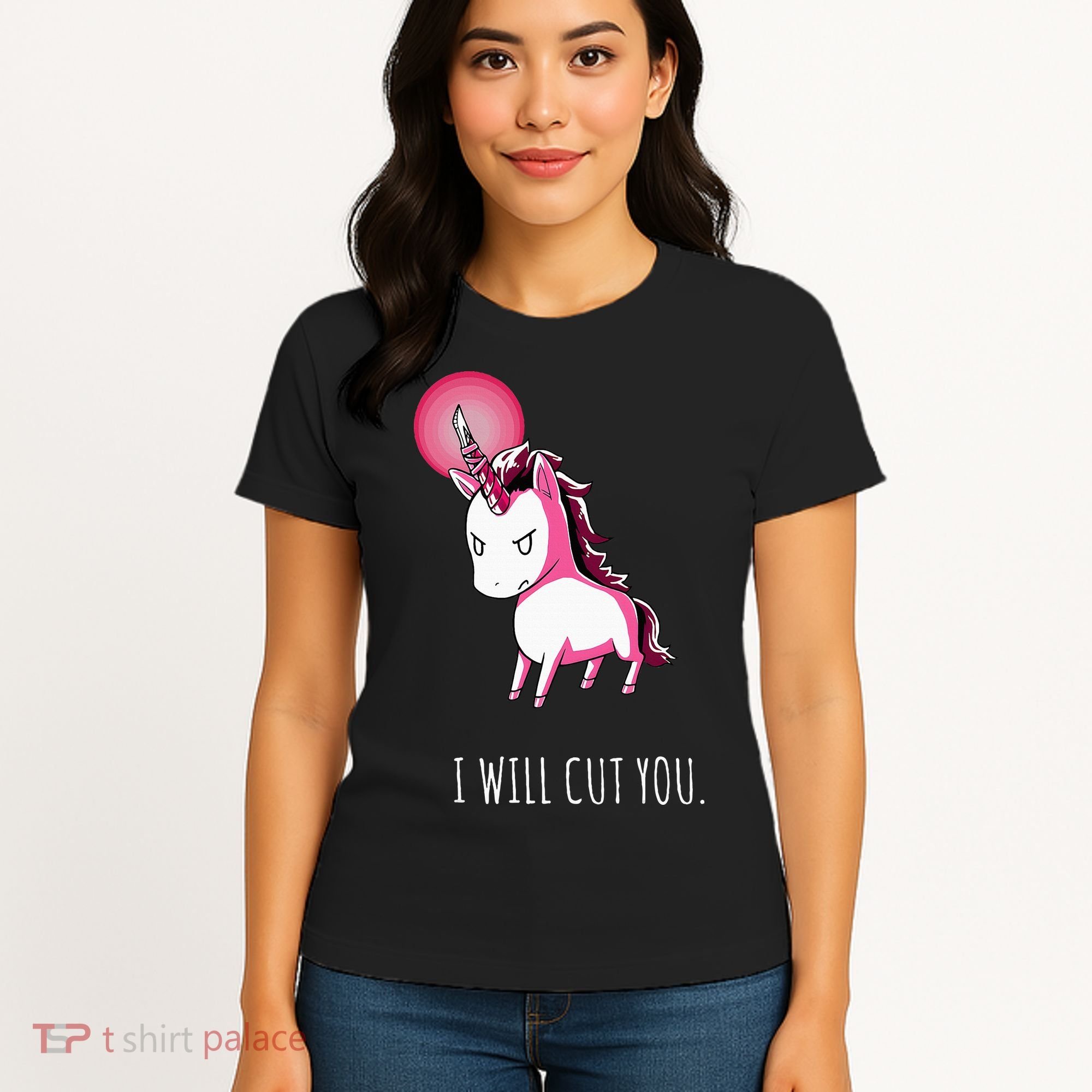 I Will Cut You Stabby Unicorn Funny Women's T-Shirt