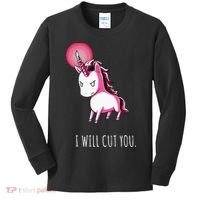 I Will Cut You Stabby Unicorn Funny Kids Long Sleeve Shirt thumb 0