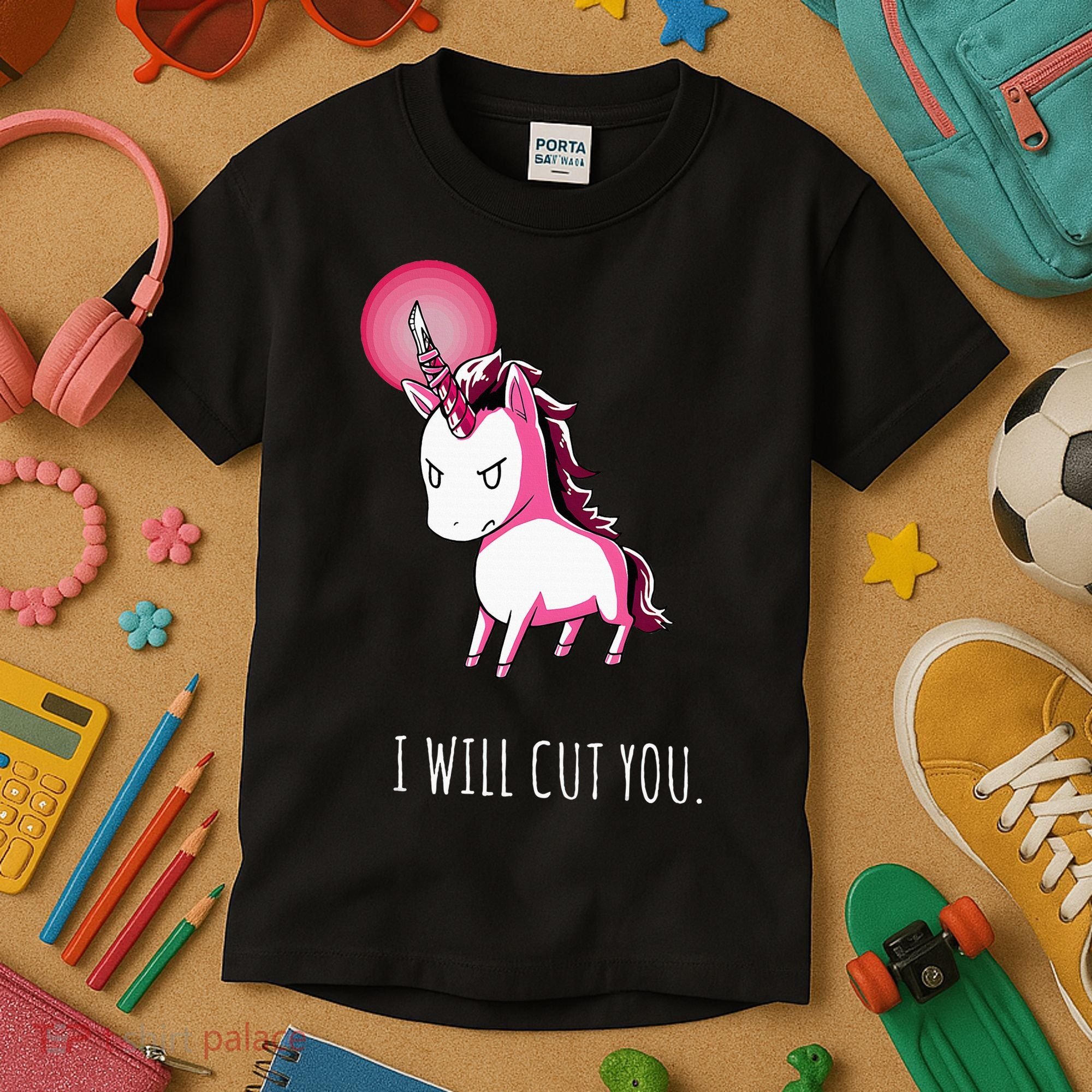 I Will Cut You Stabby Unicorn Funny Kids T-Shirt