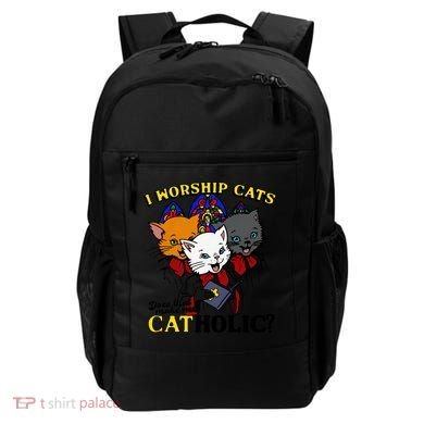 I Worship Cats Does That Make Me Catholic Funny Cat Lovers Backpack