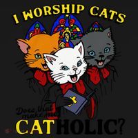 I Worship Cats Does That Make Me Catholic Funny Cat Lovers Coaster thumb 2