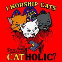 I Worship Cats Does That Make Me Catholic Funny Cat Lovers Santa Hat thumb 1