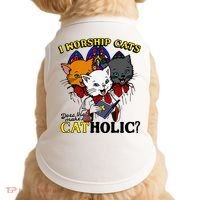 I Worship Cats Does That Make Me Catholic Funny Cat Lovers Doggie Tank thumb 0