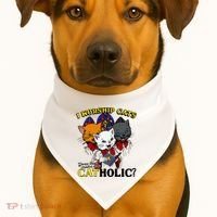 I Worship Cats Does That Make Me Catholic Funny Cat Lovers USA-Made Doggie Bandana thumb 1