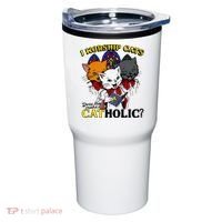 I Worship Cats Does That Make Me Catholic Funny Cat Lovers Tumbler thumb 0