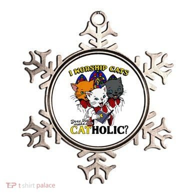 I Worship Cats Does That Make Me Catholic Funny Cat Lovers Ornament
