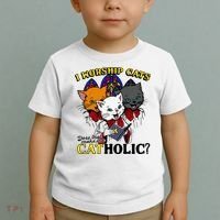 I Worship Cats Does That Make Me Catholic Funny Cat Lovers Toddler T-Shirt thumb 2