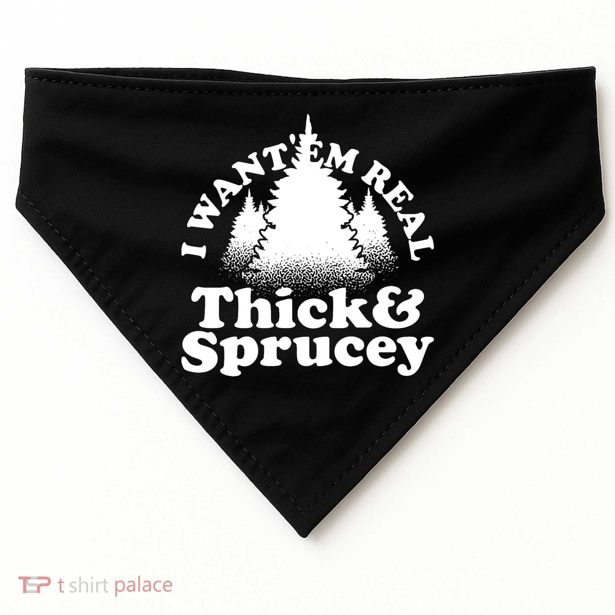 I Want Em Real Thick And Sprucey Funny Christmas USA-Made Doggie Bandana