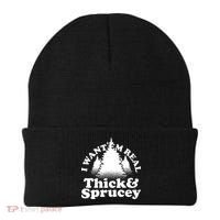 I Want Em Real Thick And Sprucey Funny Christmas Beanie thumb 0