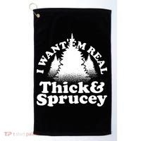 I Want Em Real Thick And Sprucey Funny Christmas Golf Towel thumb 0