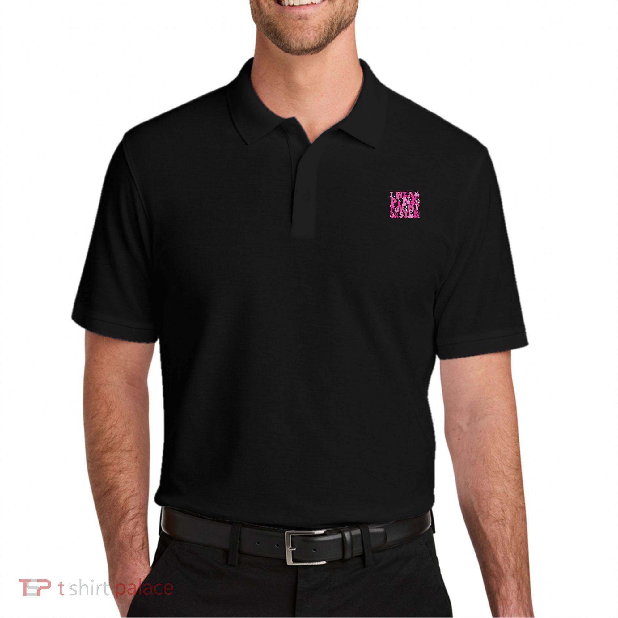 I Wear For My Sister Breast Cancer Awareness Women Polo