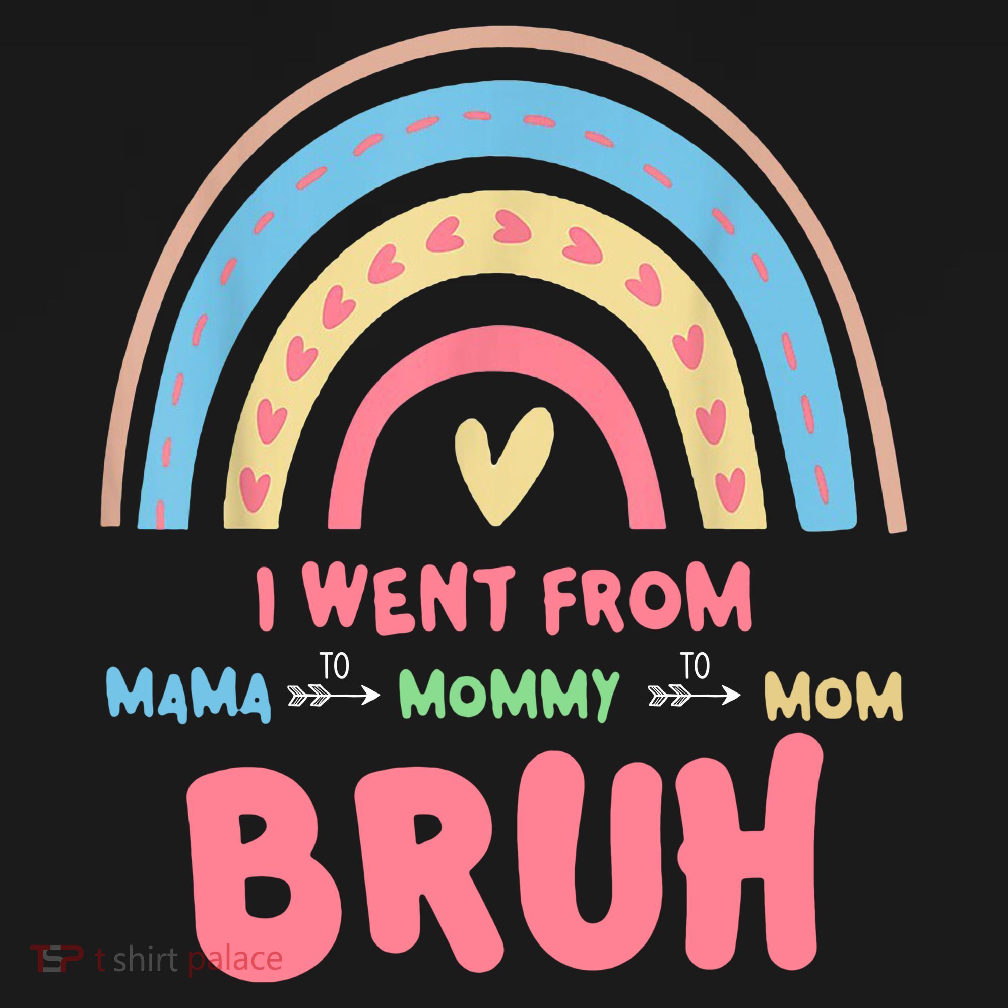 I Went From Mama To Mommy To Mom Bruh Rainbow Women's Hoodie