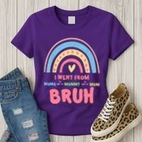I Went From Mama To Mommy To Mom Bruh Rainbow Women's T-Shirt thumb 3