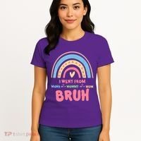 I Went From Mama To Mommy To Mom Bruh Rainbow Women's T-Shirt thumb 4