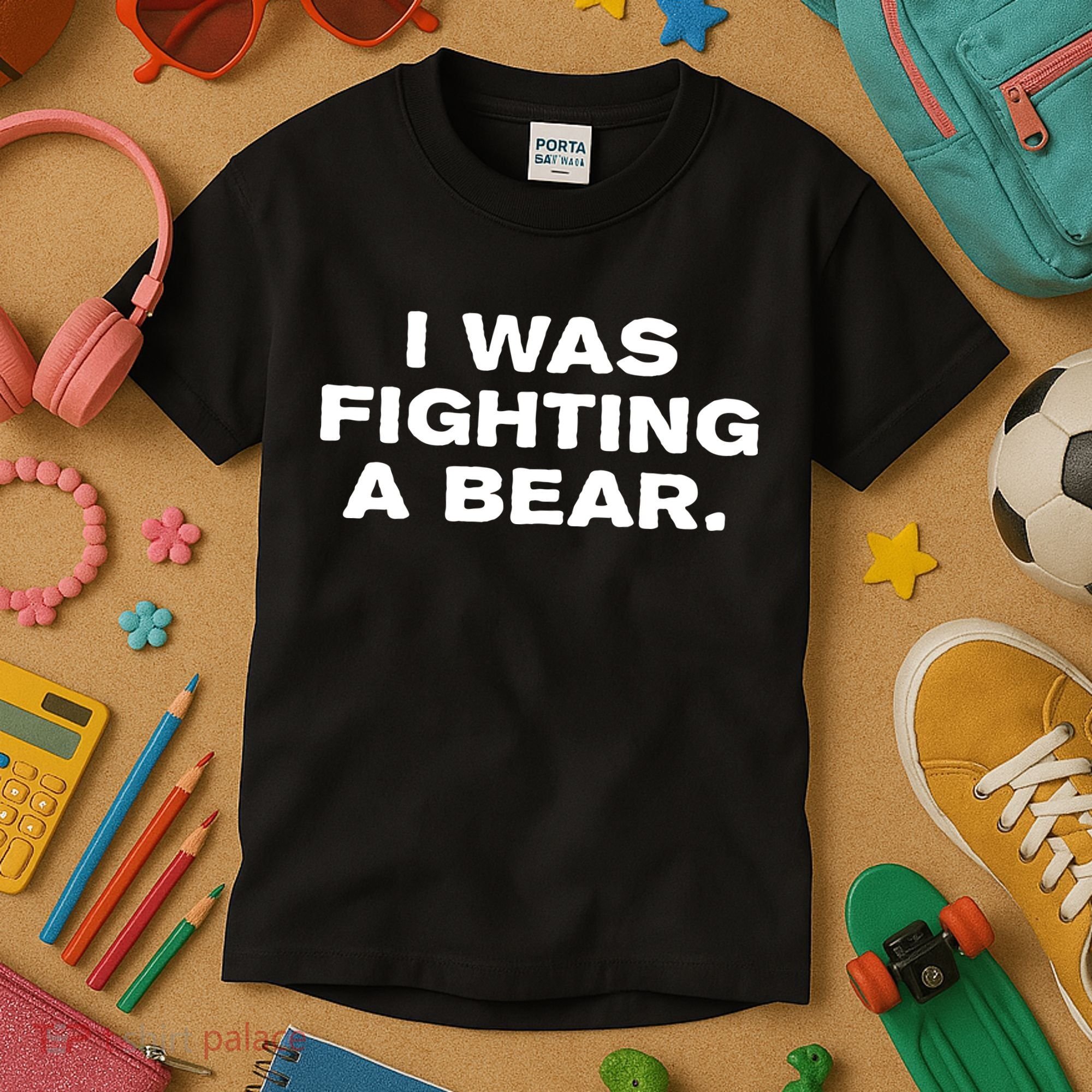 I Was Fighting A Bear Funny Kids T-Shirt