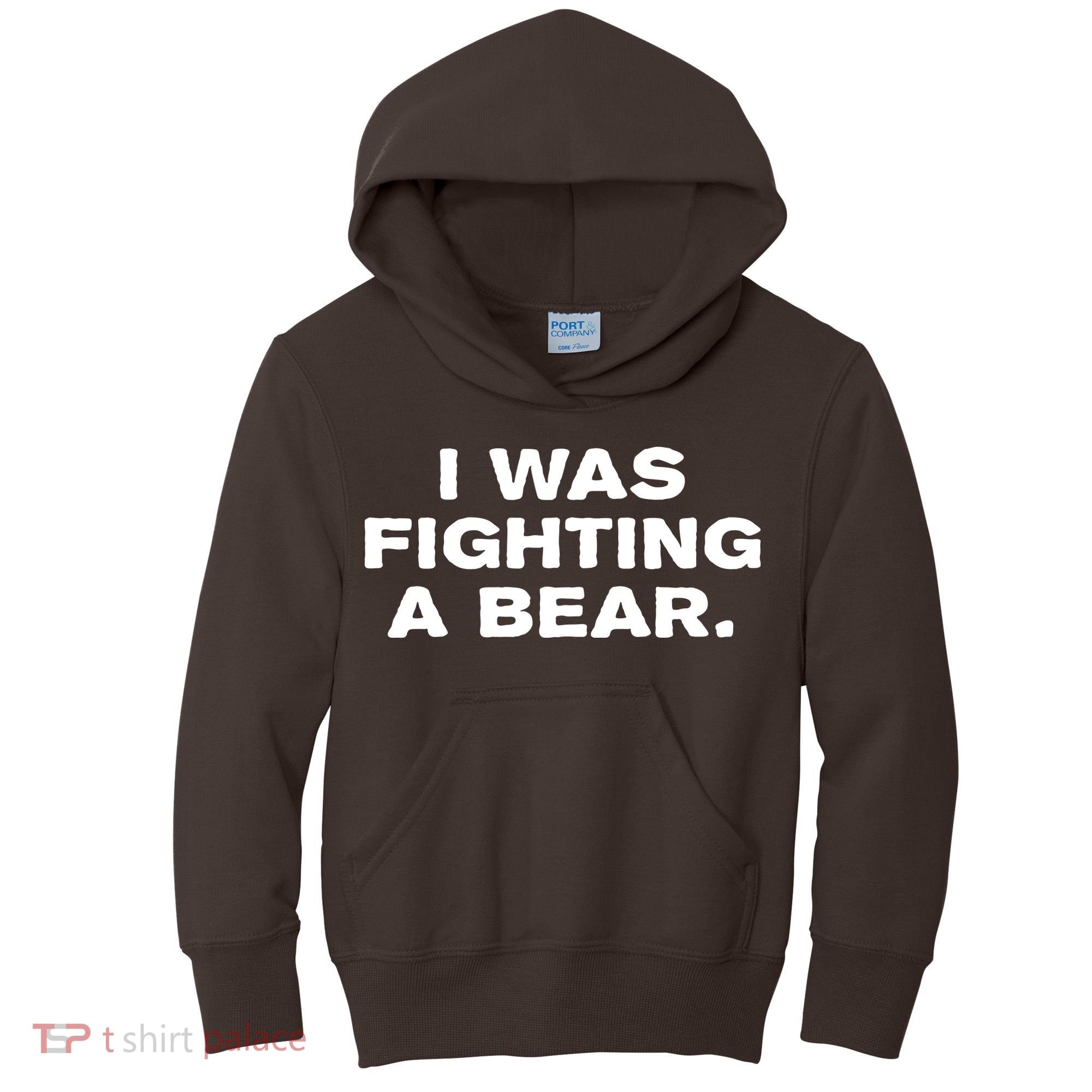 I Was Fighting A Bear Funny Kids Hoodie