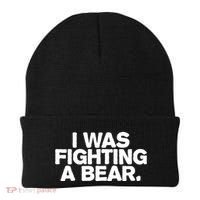 I Was Fighting A Bear Funny Injury Get Well Gift Beanie thumb 0