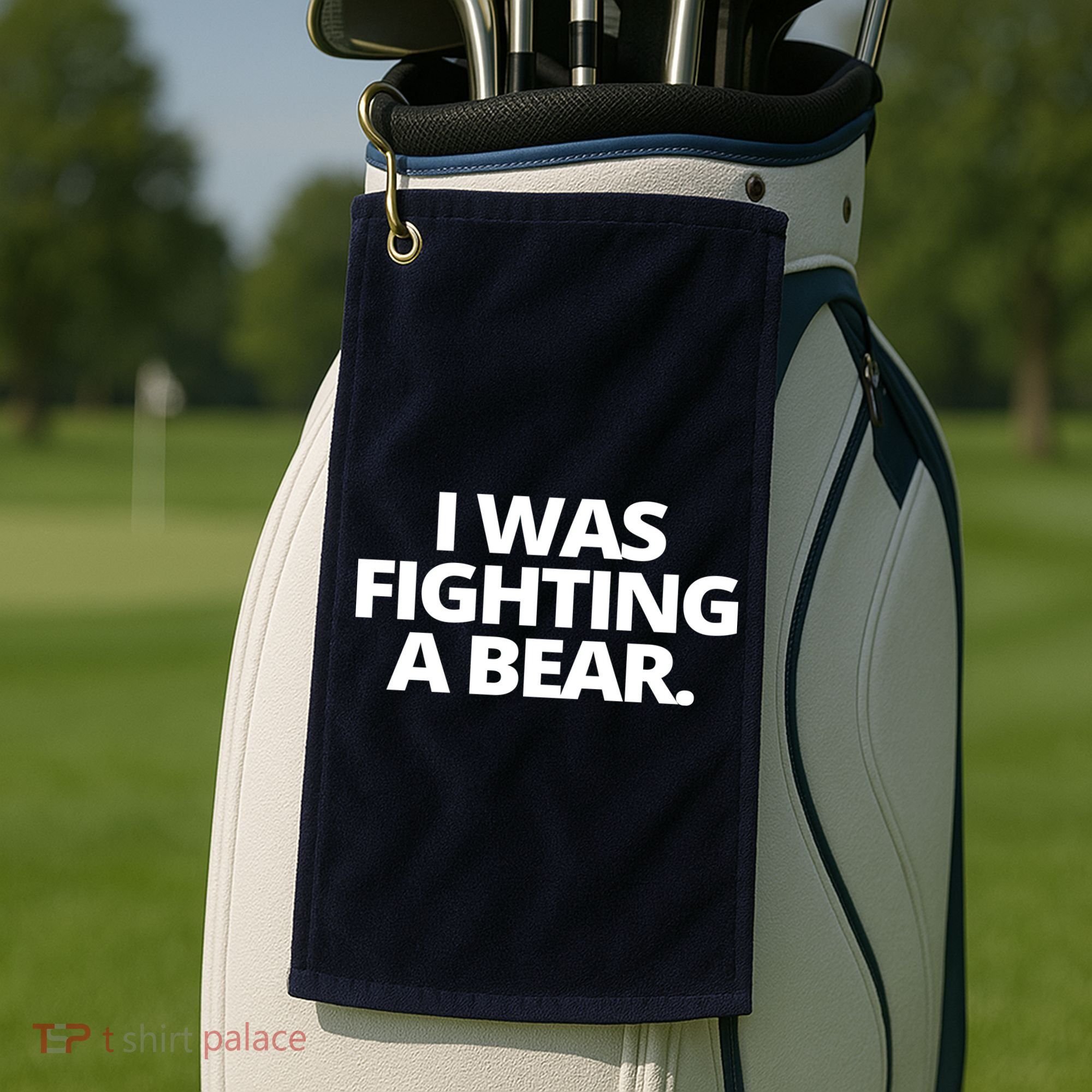I Wanna Fighting A Bear Funny Injury Golf Towel