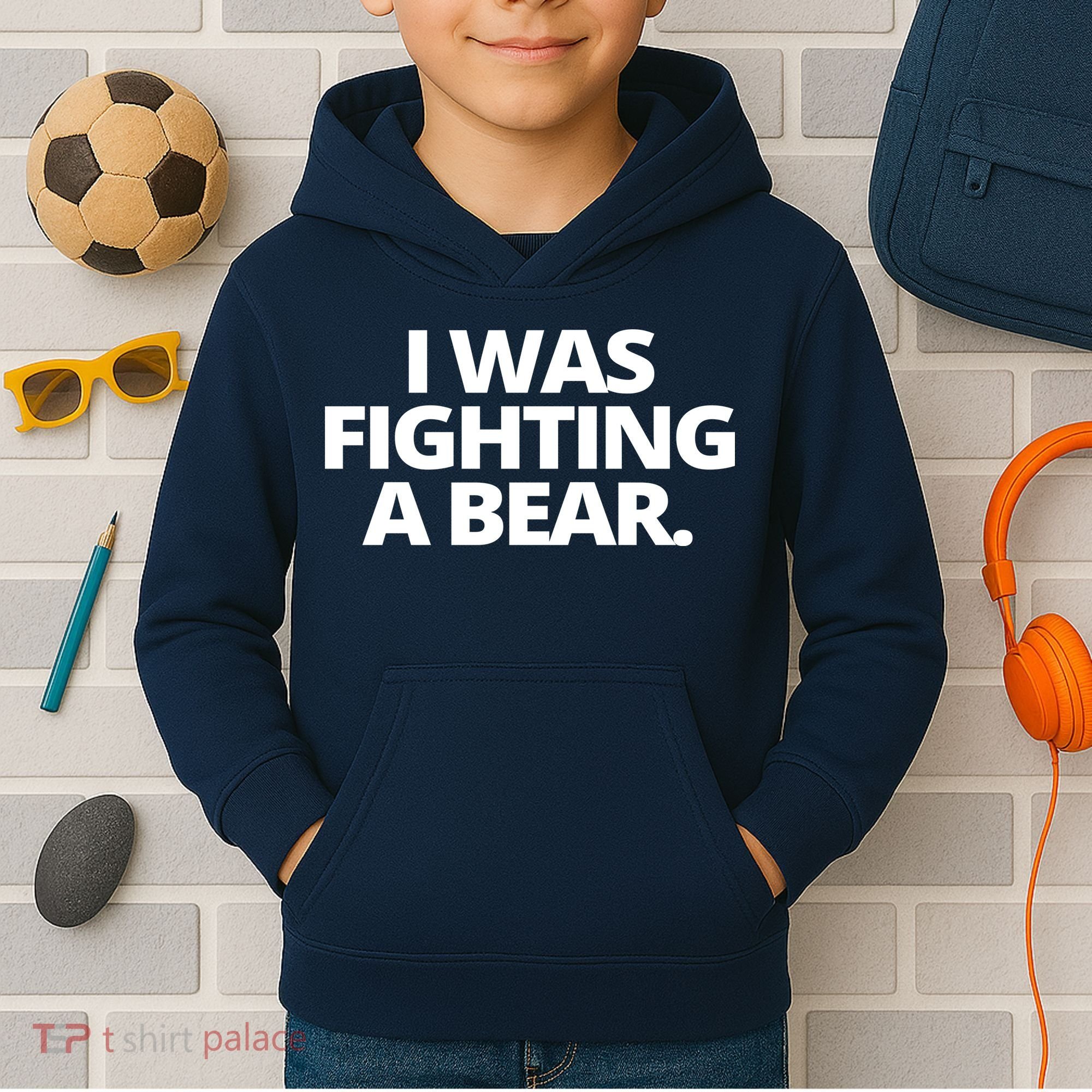 I Wanna Fighting A Bear Funny Injury Kids Hoodie