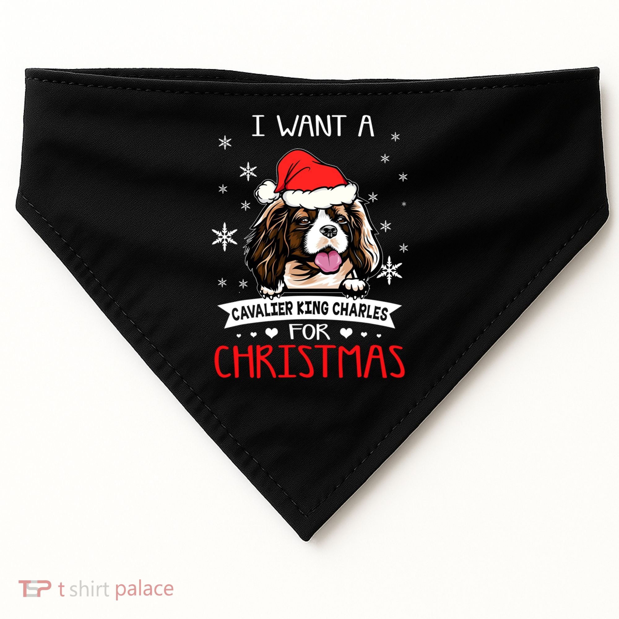 I Want For Christmas Is A Cavalier King Charles Spaniel Gift USA-Made Doggie Bandana