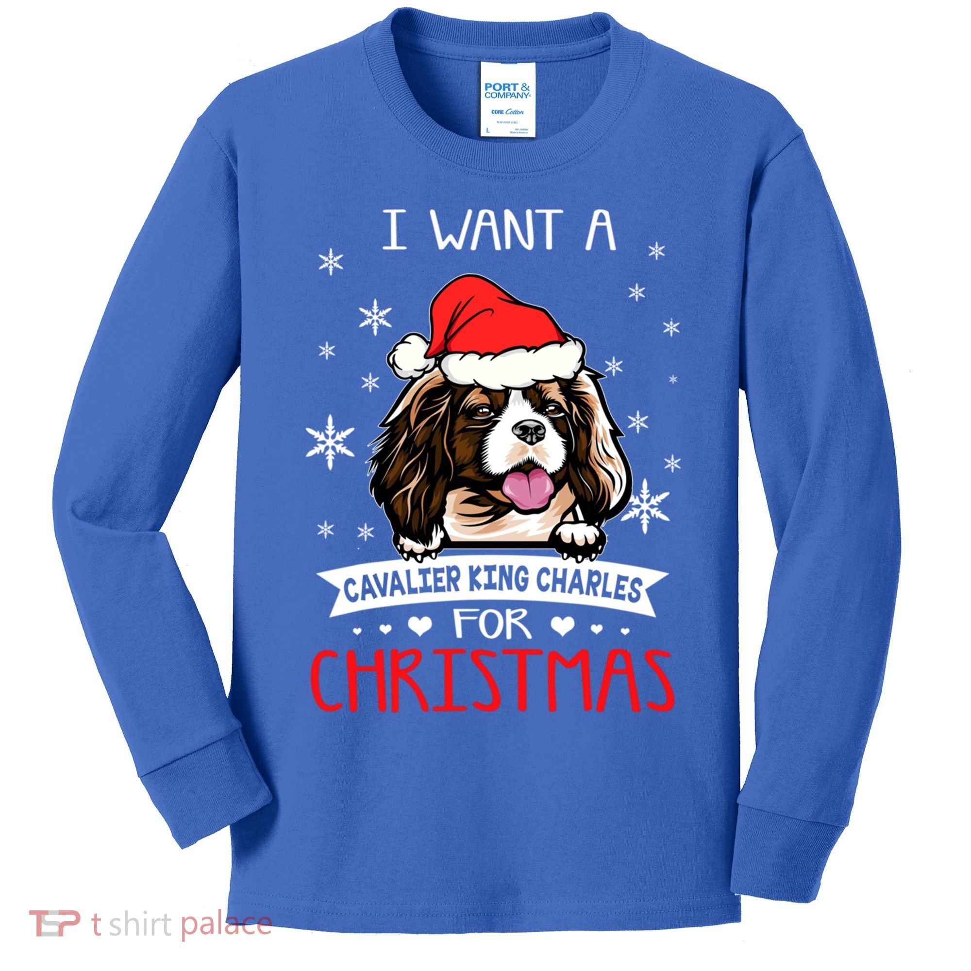 I Want For Christmas Is A Cavalier King Charles Spaniel Gift Kids Long Sleeve Shirt