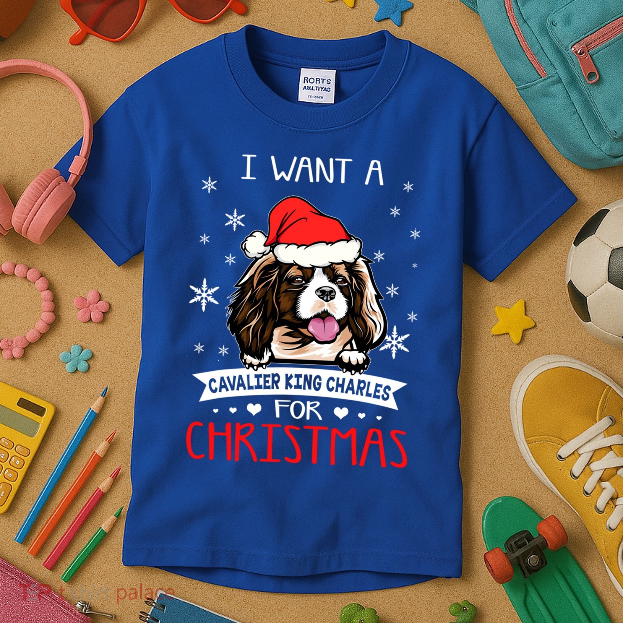 I Want For Christmas Is A Cavalier King Charles Spaniel Gift Kids T-Shirt
