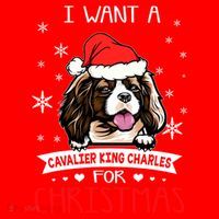 I Want For Christmas Is A Cavalier King Charles Spaniel Gift Santa Hat thumb 1