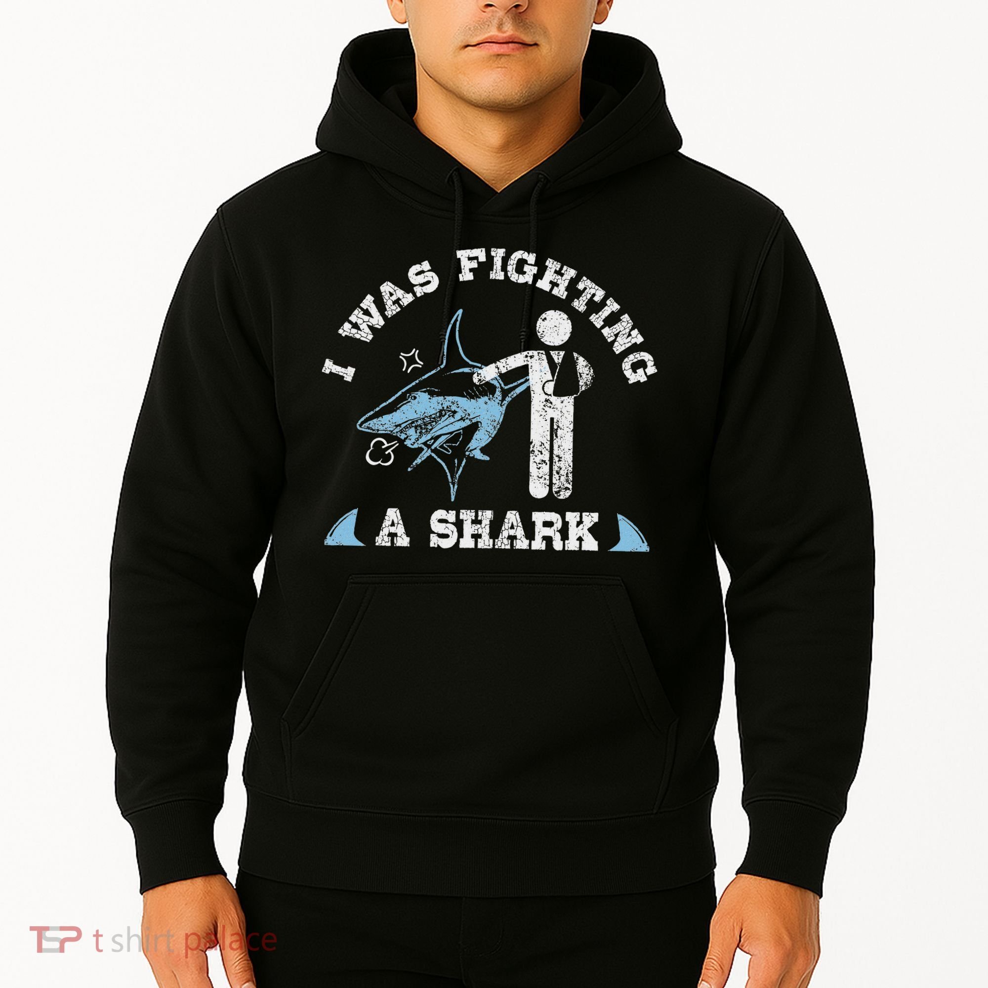 I Was Fighting A Shark Funny Arm Broken Hoodie
