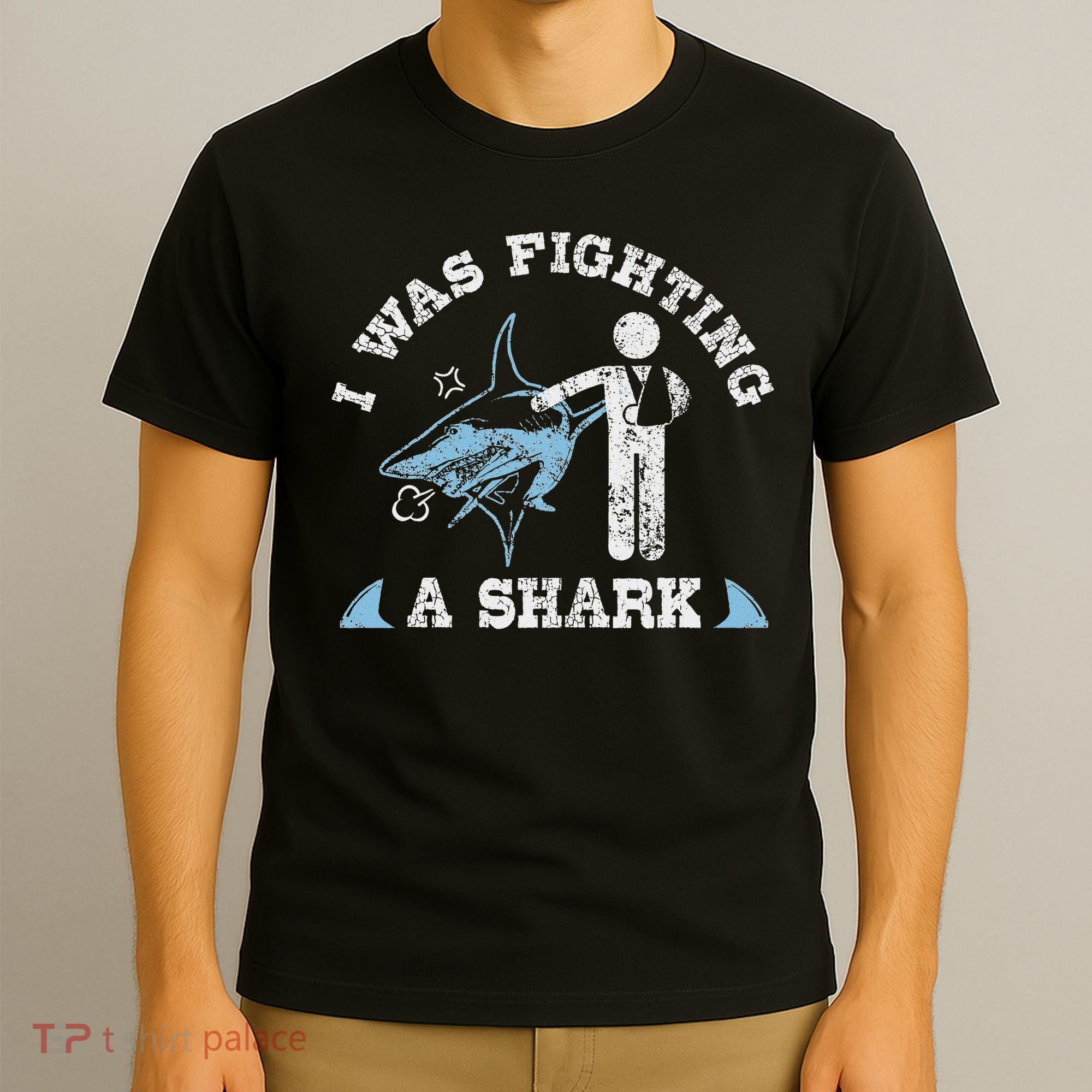 I Was Fighting A Shark Funny Arm Broken T-Shirt