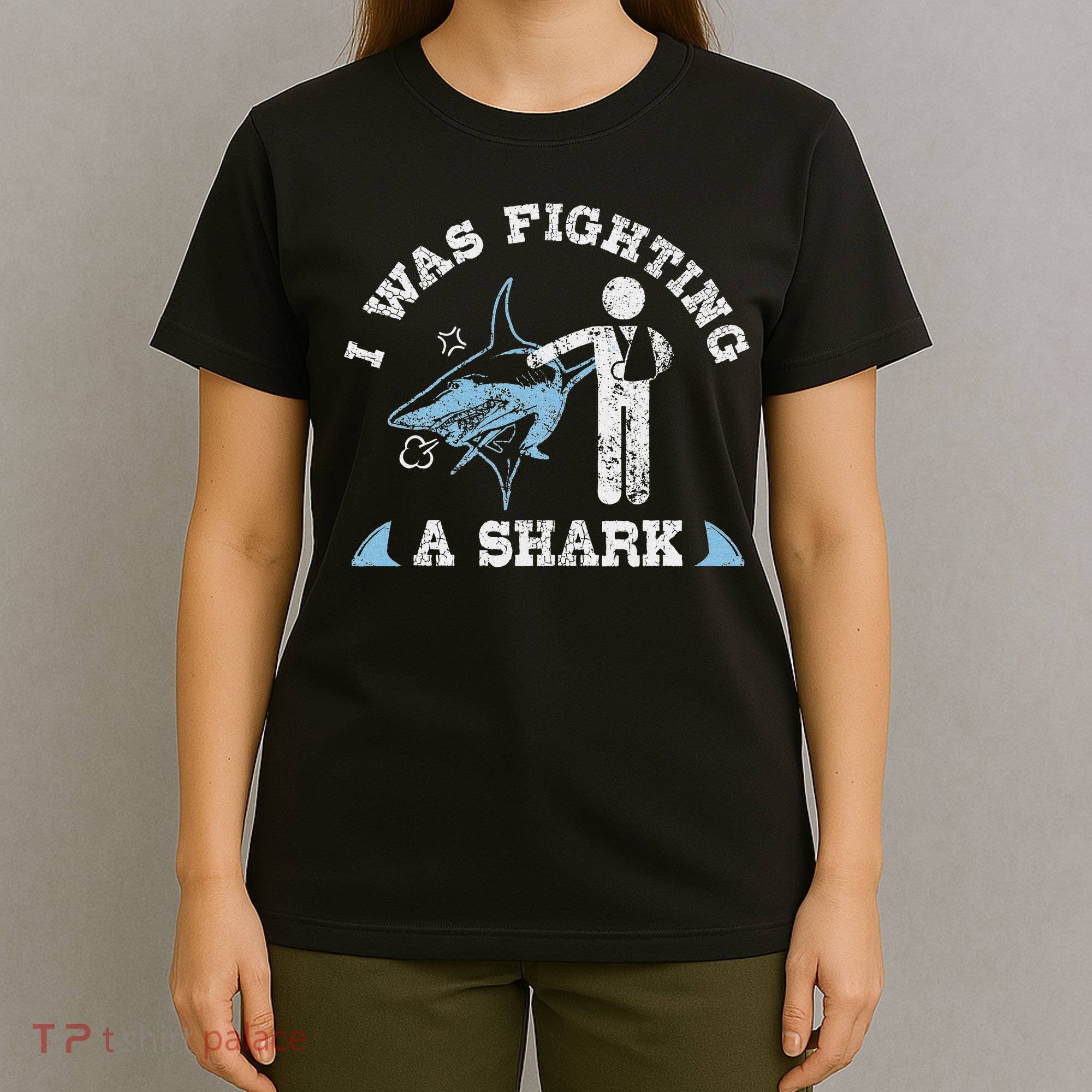 I Was Fighting A Shark Funny Arm Broken T-Shirt