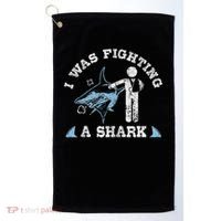 I Was Fighting A Shark Funny Arm Broken Golf Towel thumb 0