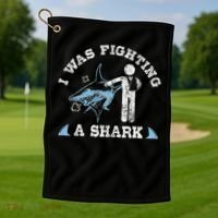 I Was Fighting A Shark Funny Arm Broken Golf Towel thumb 1