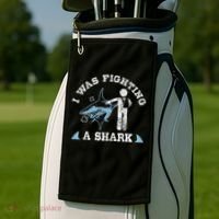 I Was Fighting A Shark Funny Arm Broken Golf Towel thumb 2