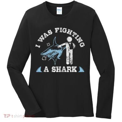 I Was Fighting A Shark Funny Arm Broken Women's Long Sleeve Shirt
