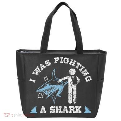 I Was Fighting A Shark Funny Arm Broken Tote Bag