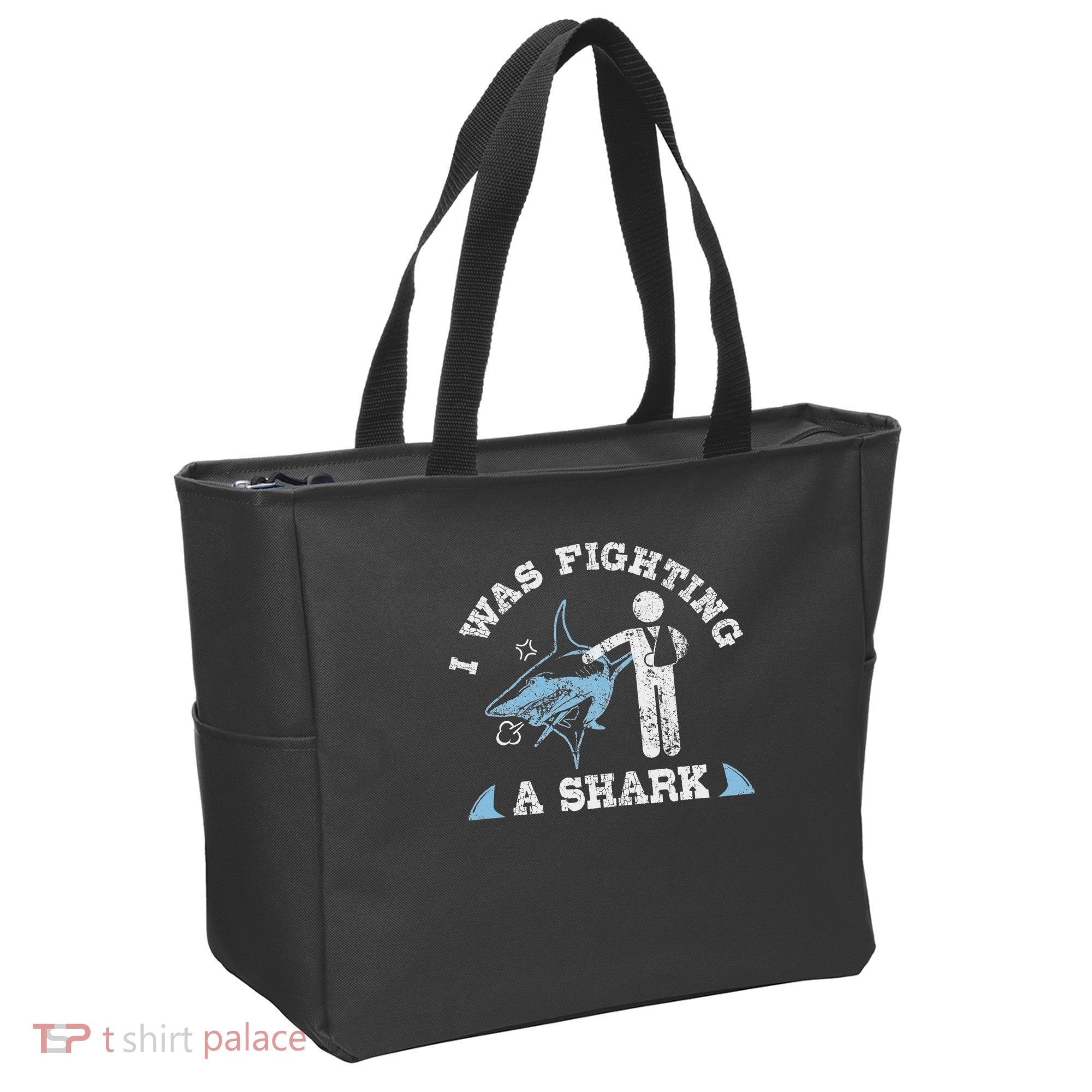 I Was Fighting A Shark Funny Arm Broken Tote Bag
