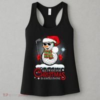 I Want For Christmas Is A Hole In One Golf Ball Snowman Xmas Women's Tank Top thumb 3