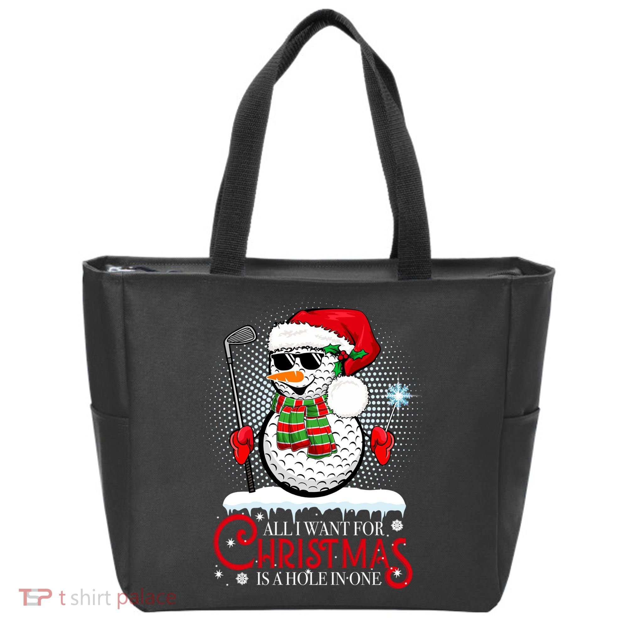I Want For Christmas Is A Hole In One Golf Ball Snowman Xmas Tote Bag