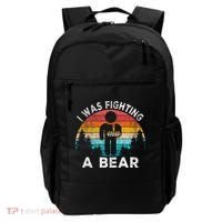 I Was Fighting A Bear Get Well Soon Broken Arm Surgery Retro Backpack thumb 0