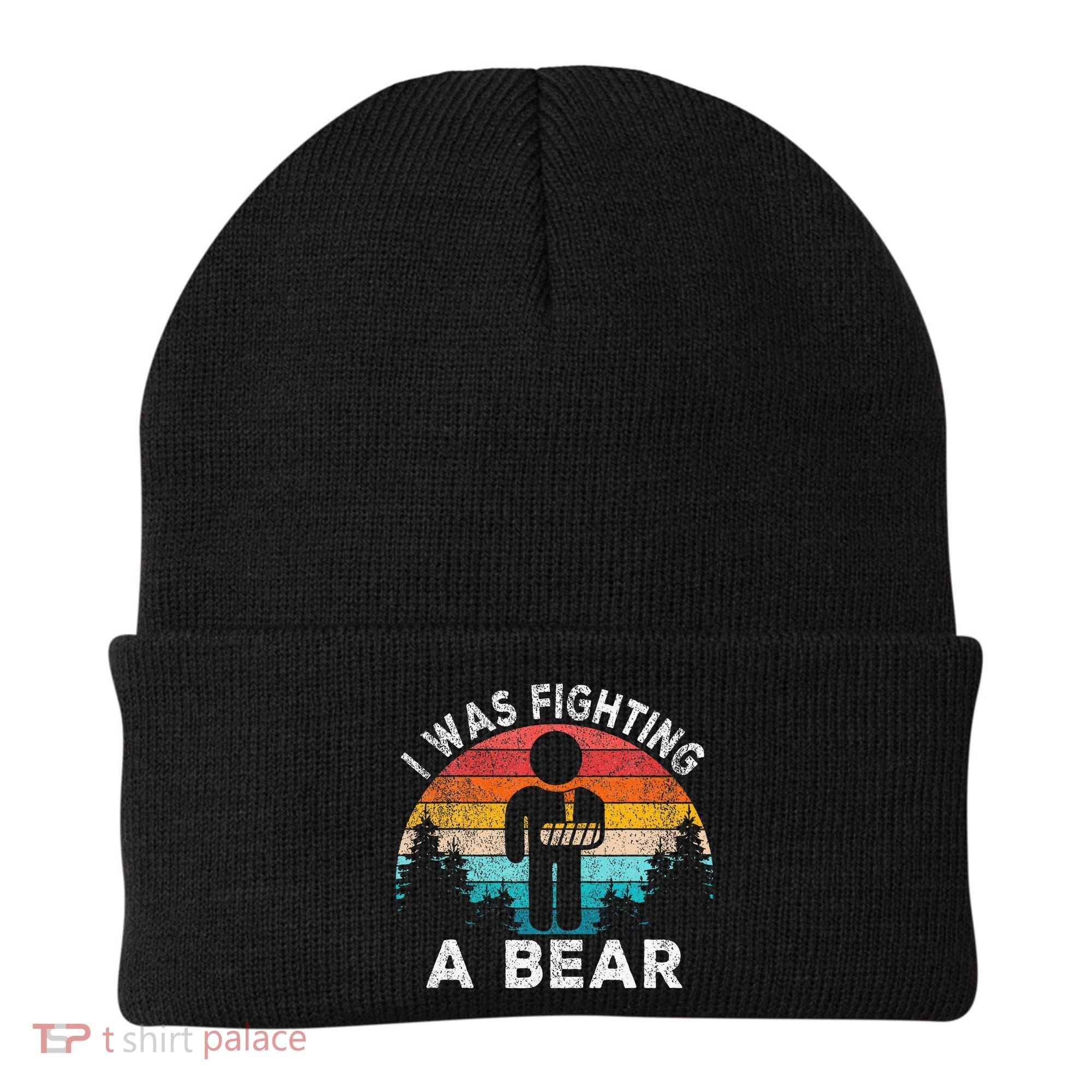 I Was Fighting A Bear Get Well Soon Broken Arm Surgery Retro Beanie