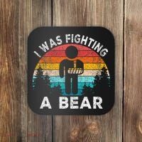 I Was Fighting A Bear Get Well Soon Broken Arm Surgery Retro Coaster thumb 0