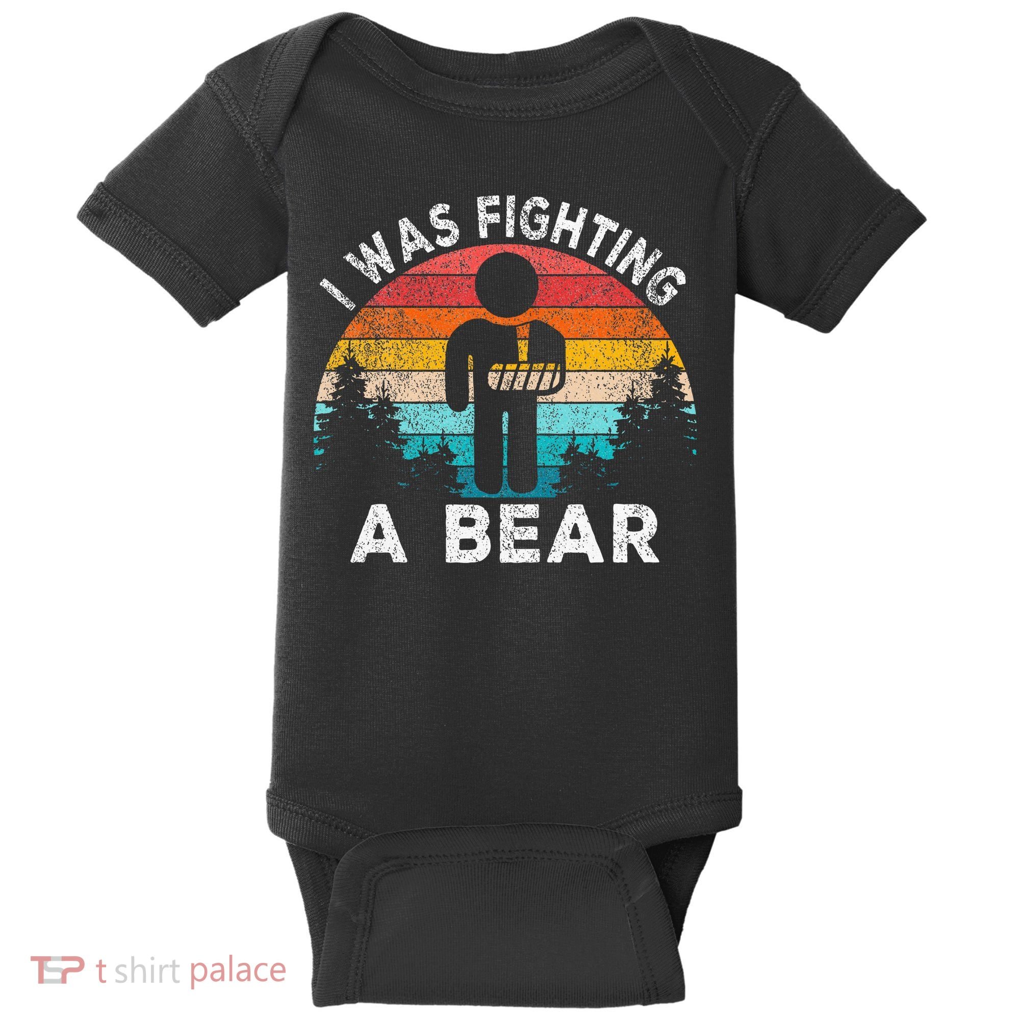 I Was Fighting A Bear Get Well Soon Broken Arm Surgery Retro Baby Bodysuit