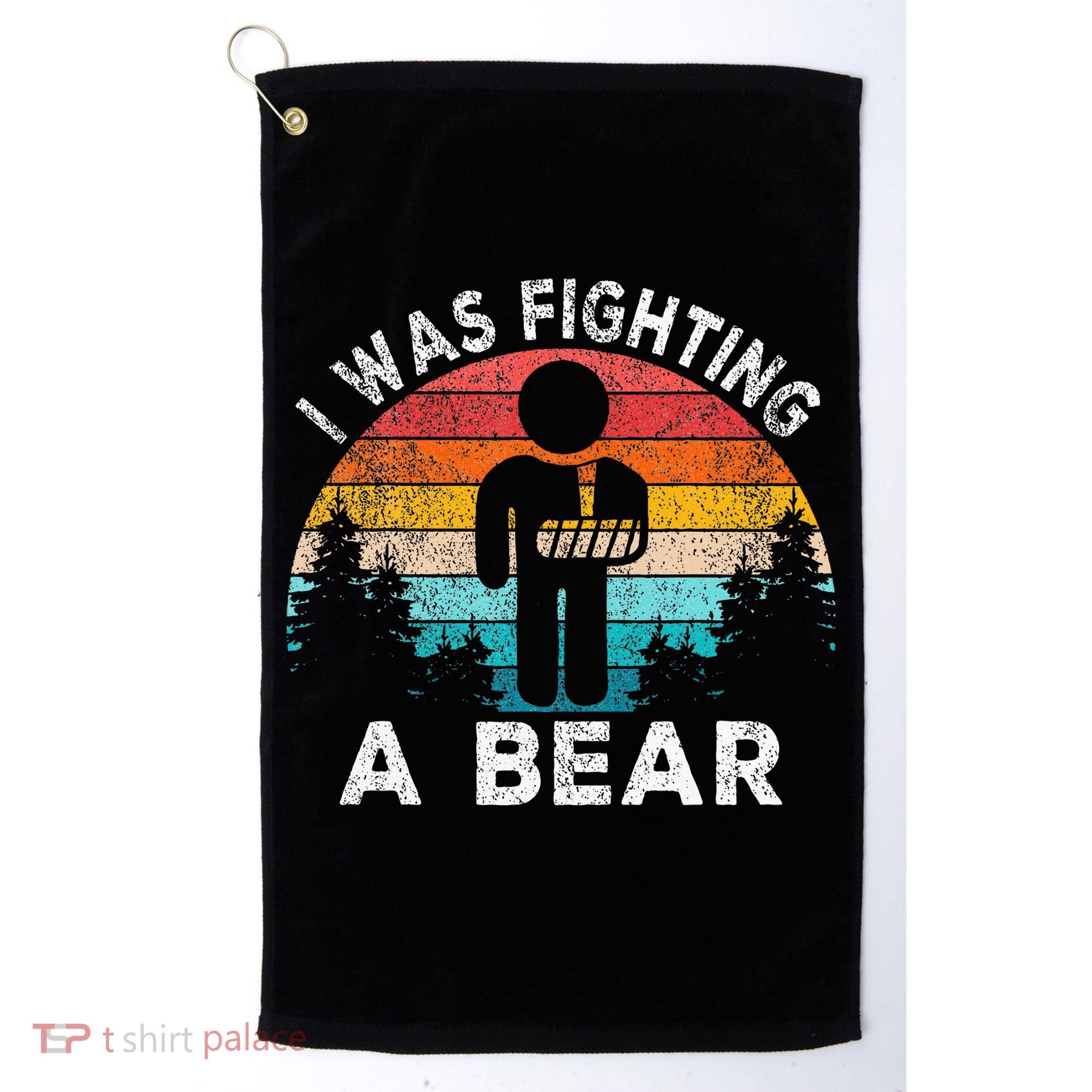 I Was Fighting A Bear Get Well Soon Broken Arm Surgery Retro Golf Towel